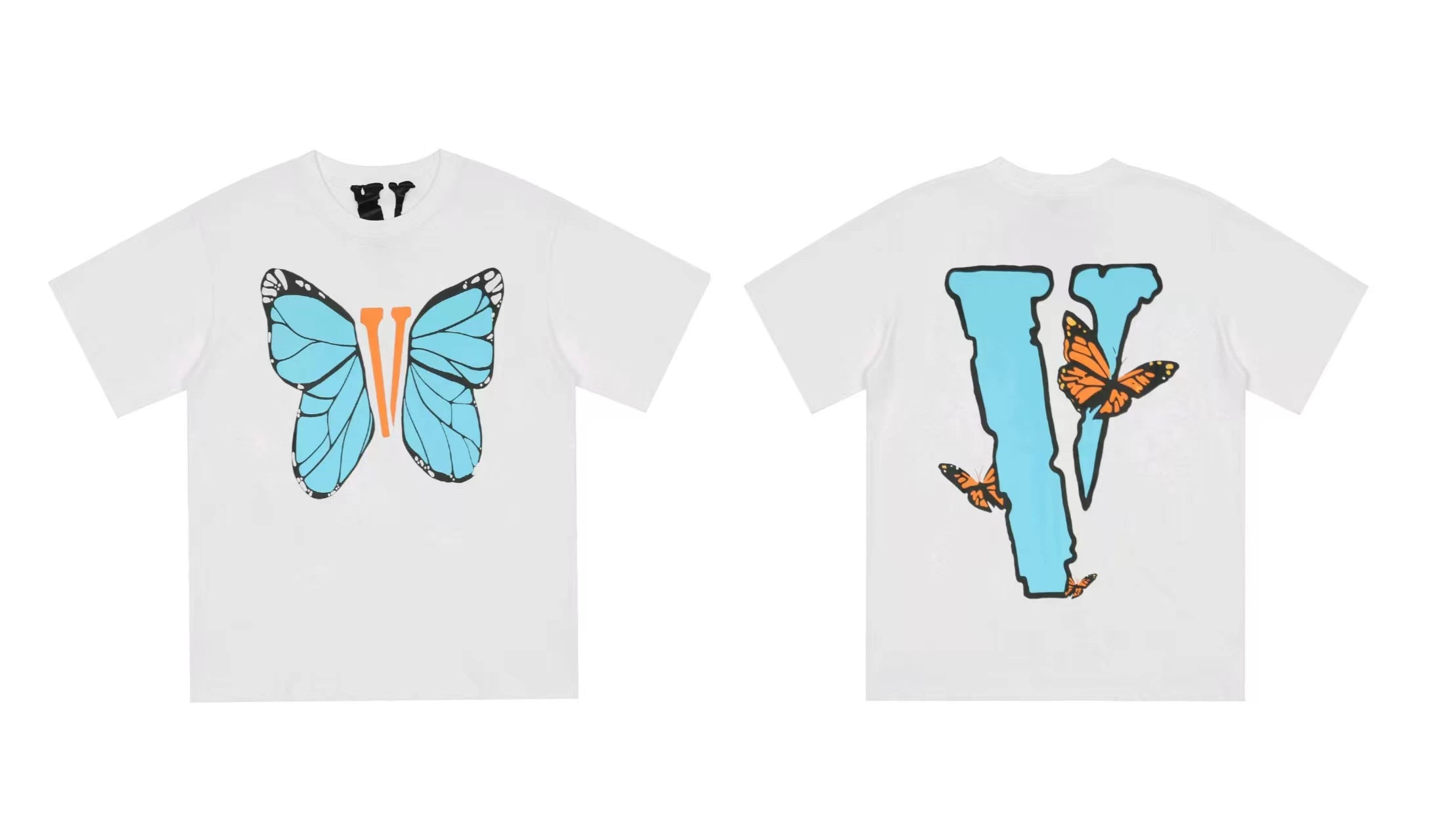 Vlone Butterfly Graphic T-Shirt - White/Blue