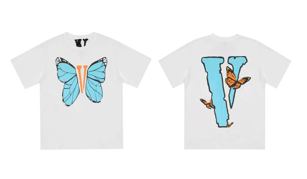Vlone Butterfly Graphic T-Shirt - White/Blue