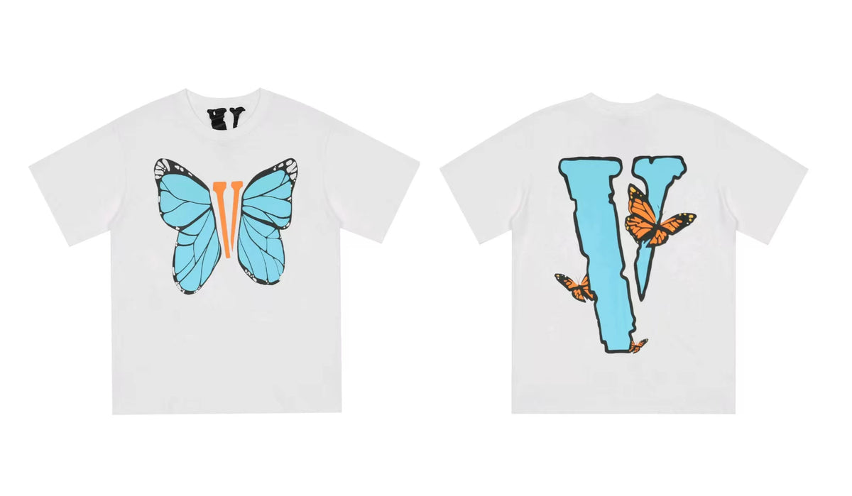 Vlone Butterfly Graphic T-Shirt - White/Blue