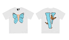 Vlone Butterfly Graphic T-Shirt - White/Blue