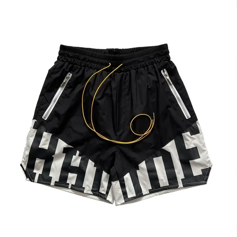 RHUDE Logo Panel Athletic Shorts - Black / White