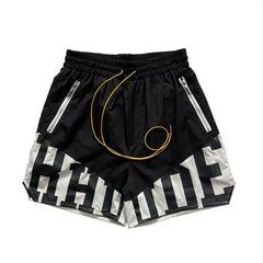 RHUDE Logo Panel Athletic Shorts - Black / White
