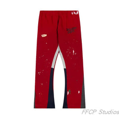 Gallery Dept. Paint Splatter Contrast Panel Sweatpants - Red