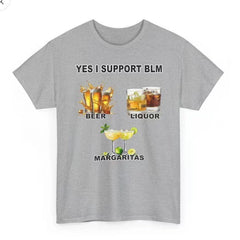 American Fun YES I Support BLM Wine Pattern Printed Loose Short sleeved T-shirt for Men and Women