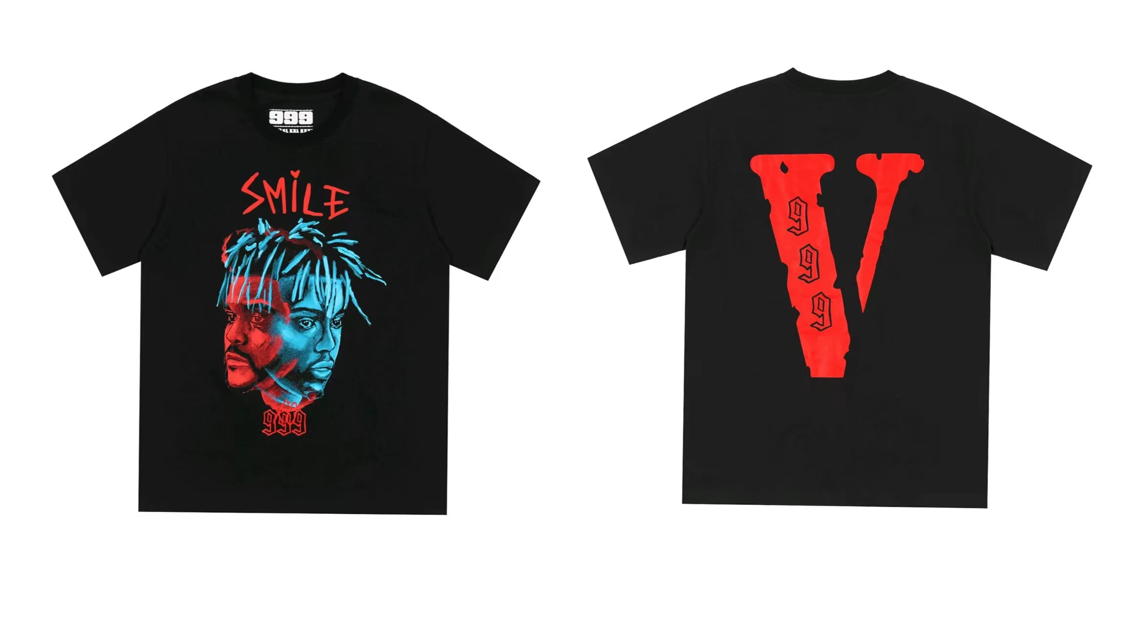 Vlone x Juice WRLD "999" Portrait Graphic T-Shirt - Black/Red