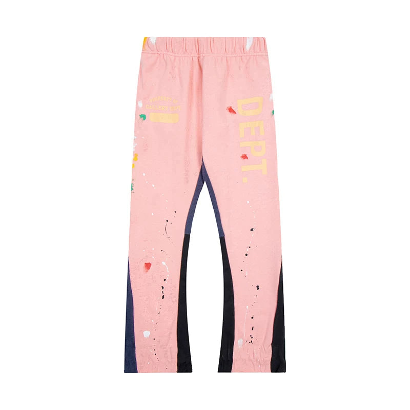 Gallery Dept. "DEPT." Vertical Logo Paint Splatter Contrast Panel Sweatpants - Pink