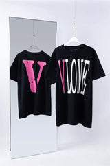 Vlone Classic Logo Graphic T-Shirt - Black/Pink