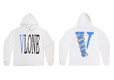 Vlone Snake Graphic Hoodie - White/Blue