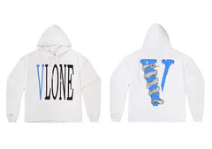 Vlone Snake Graphic Hoodie - White/Blue