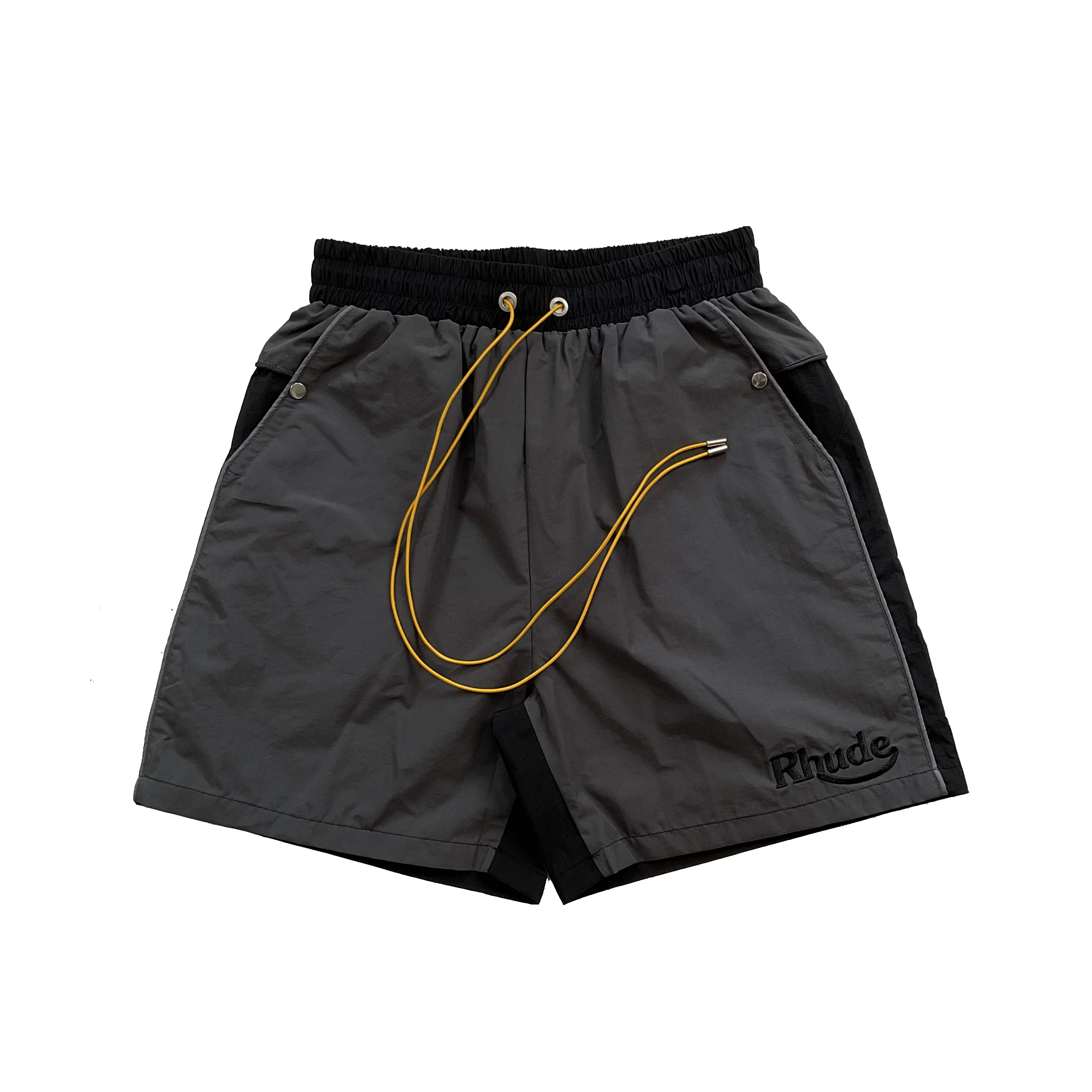 RHUDE Contrast Panel Athletic Shorts - Charcoal / Black