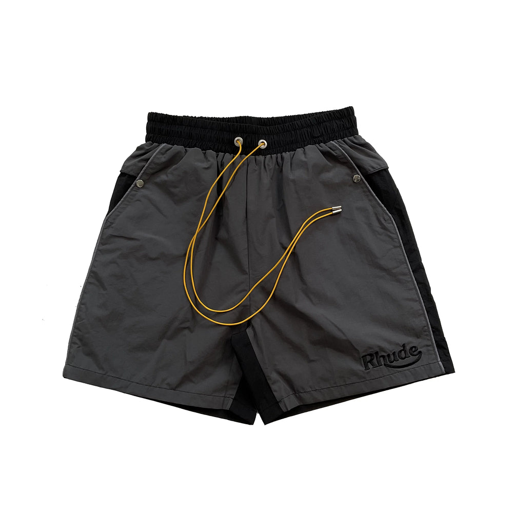 RHUDE Contrast Panel Athletic Shorts - Charcoal / Black