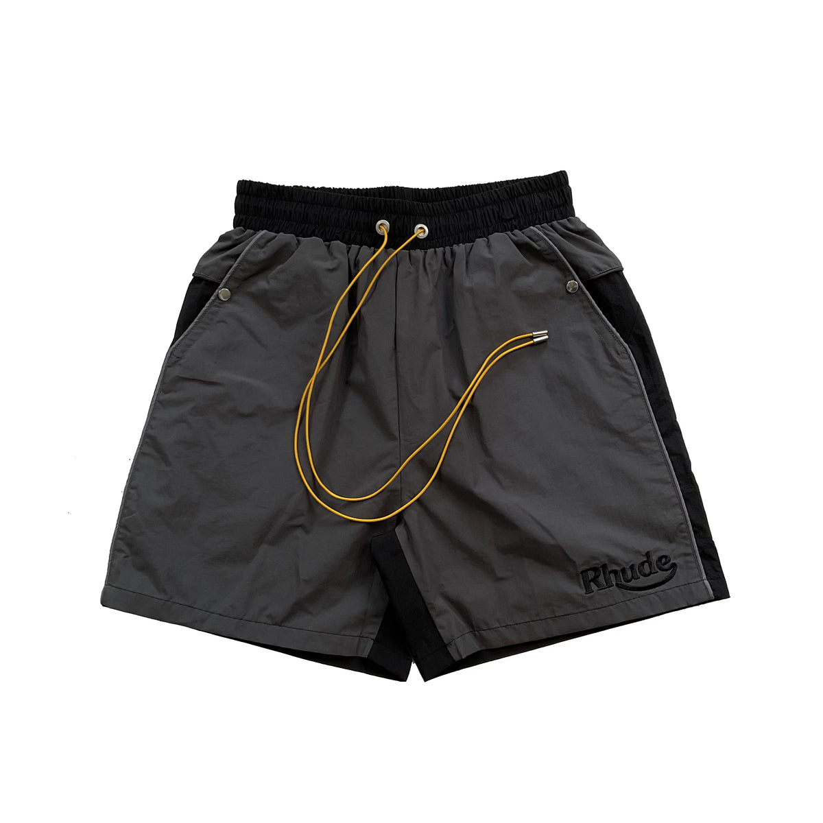 RHUDE Contrast Panel Athletic Shorts - Charcoal / Black