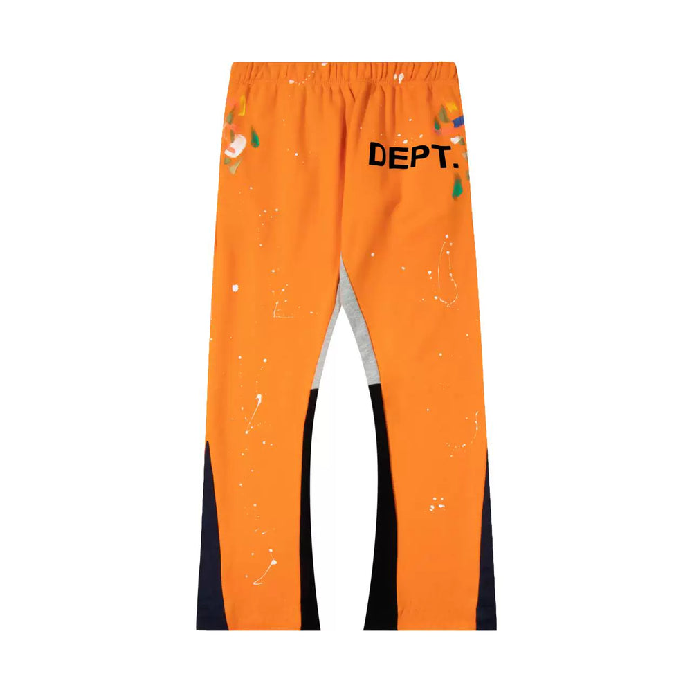 Gallery Dept. "DEPT." Paint Splatter Contrast Panel Sweatpants - Orange