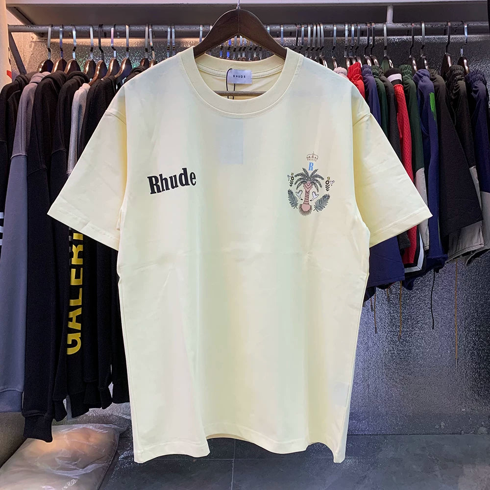 RHUDE Minimalist Logo & Crest Graphic T-Shirt - Cream