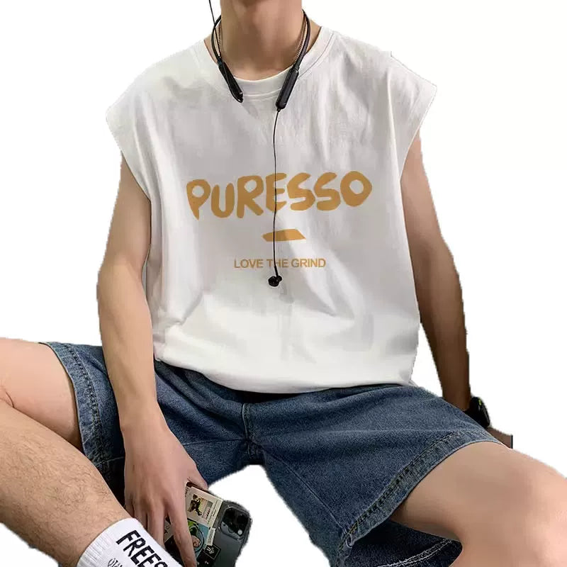 Pure cotton men's sports vest 2023 new basketball fitness trend sleeveless top loose youth vest (9)