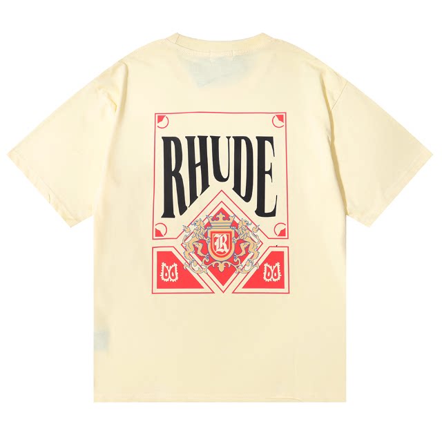 RHUDE Signature Crest Graphic Back-Print T-Shirt - Cream
