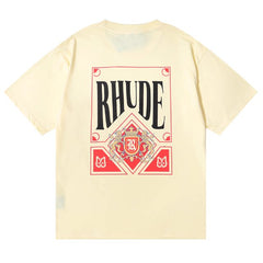 RHUDE Signature Crest Graphic Back-Print T-Shirt - Cream