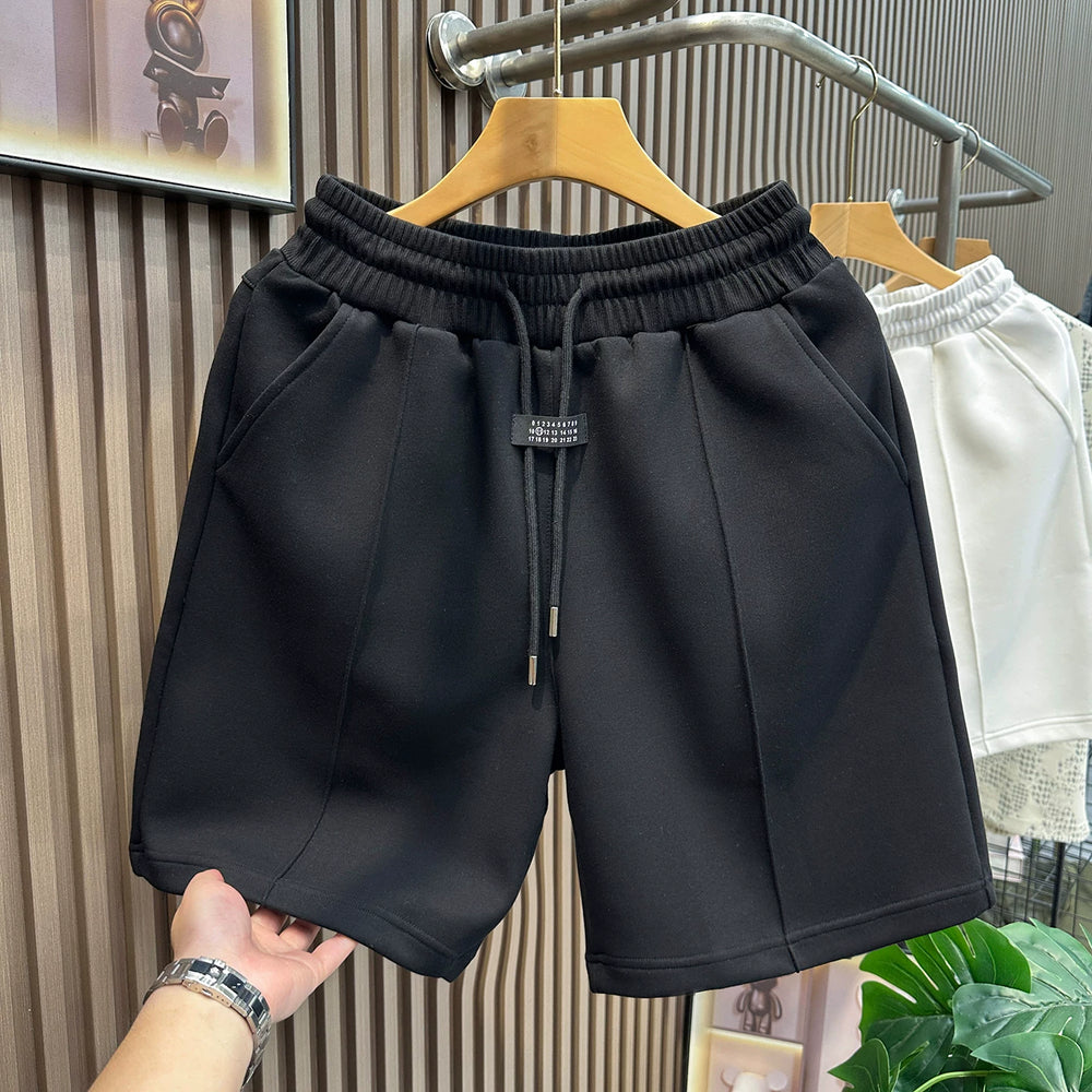 26 year new three yarn blended summer trendy brand casual cotton shorts mid length men's loose five quarter pants designer