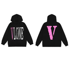 Vlone Classic Logo Graphic Hoodie - Black/Pink
