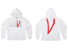 Vlone Hand-Drawn Logo Graphic Hoodie - White/Red