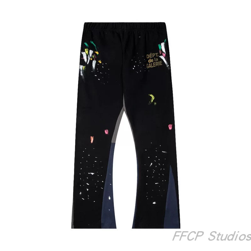 Gallery Dept. "DEPT. de la GALERIE" Paint Splatter Contrast Panel Sweatpants - Black