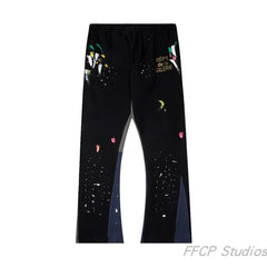 Gallery Dept. "DEPT. de la GALERIE" Paint Splatter Contrast Panel Sweatpants - Black
