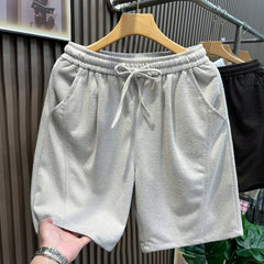 Old money style herringbone diagonal cut shorts for men's summer cleanfit trendy brand retro straight leg shorts for men's five quarter pants