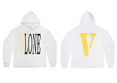 Vlone Classic Logo Graphic Hoodie - White/Yellow