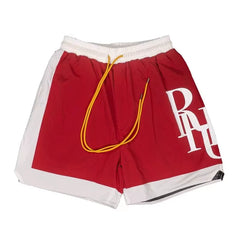 RHUDE Side-Panel Logo Drawstring Athletic Shorts - Red / White