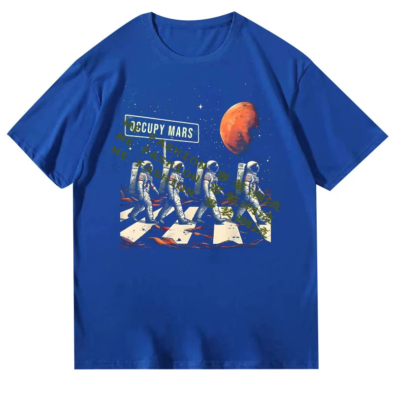 Elon Musk Occupy Mars Round Neck Short sleeved T-shirt for Men and Women 2025 New Summer Collection