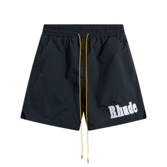 RHUDE Small Script Logo Drawstring Athletic Shorts - Black