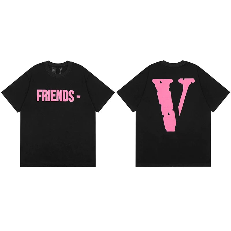Vlone "FRIENDS-" Graphic T-Shirt - Black/Pink