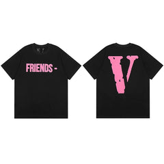 Vlone "FRIENDS-" Graphic T-Shirt - Black/Pink
