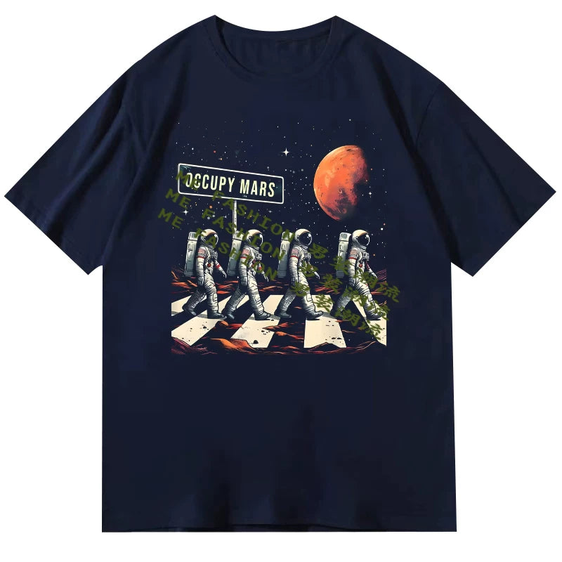 Elon Musk Occupy Mars Round Neck Short sleeved T-shirt for Men and Women 2025 New Summer Collection