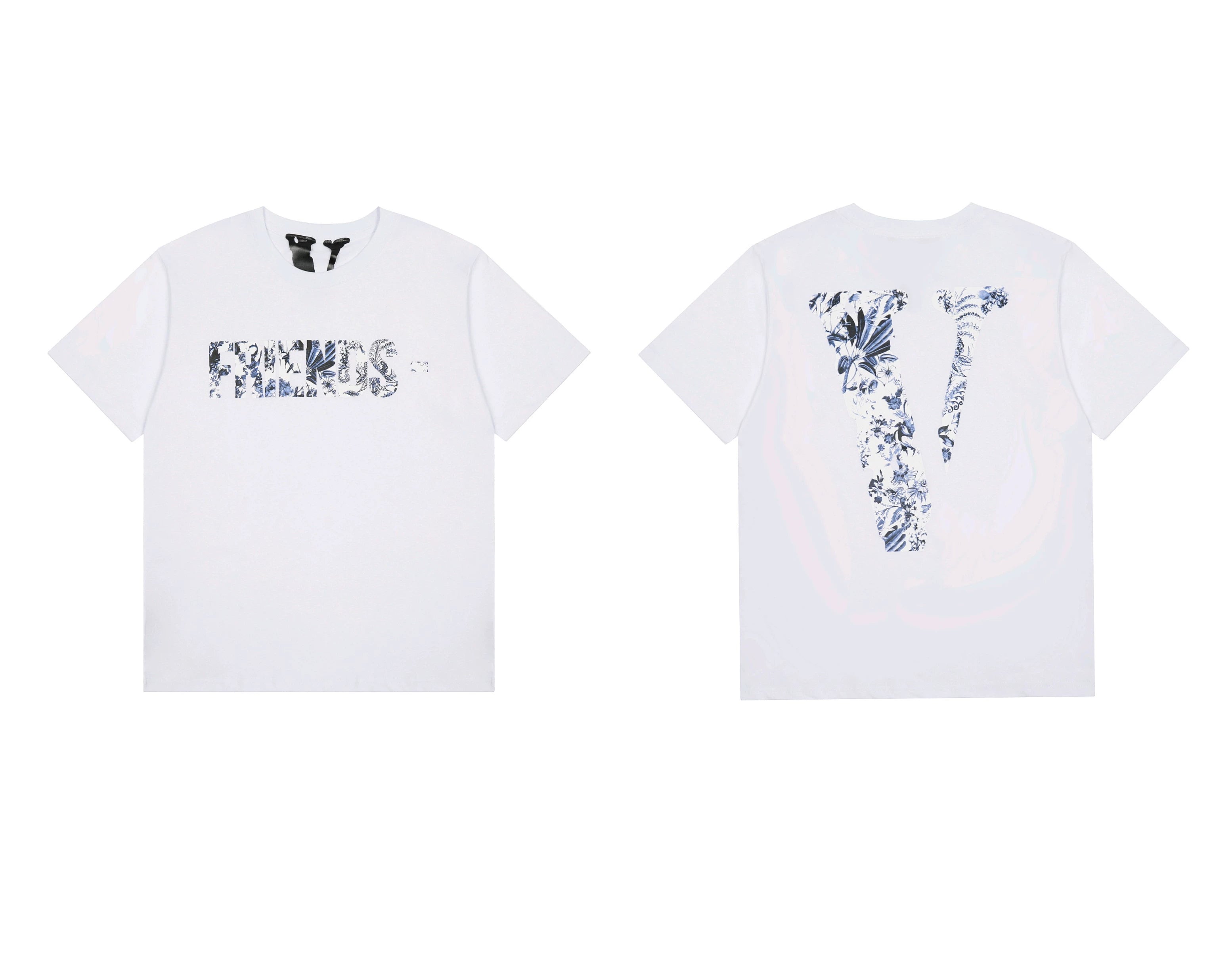 Vlone Abstract Floral "FRIENDS-" Graphic T-Shirt - White