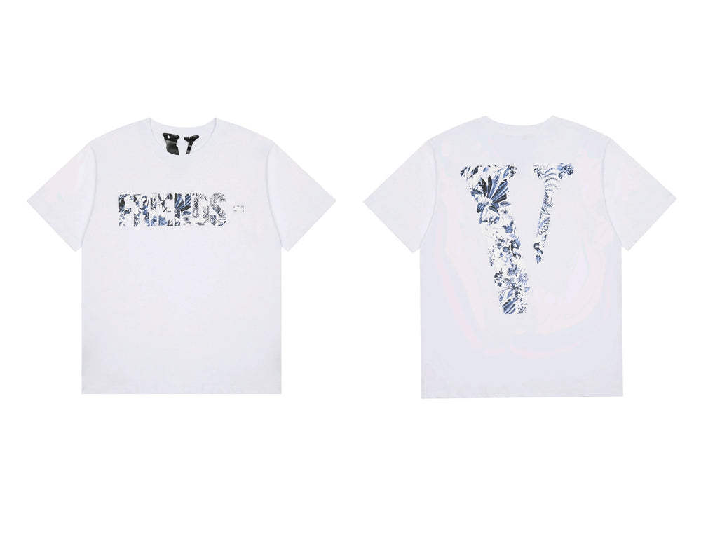 Vlone Abstract Floral "FRIENDS-" Graphic T-Shirt - White
