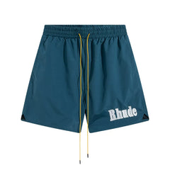 RHUDE Small Script Logo Drawstring Athletic Shorts - Teal Blue