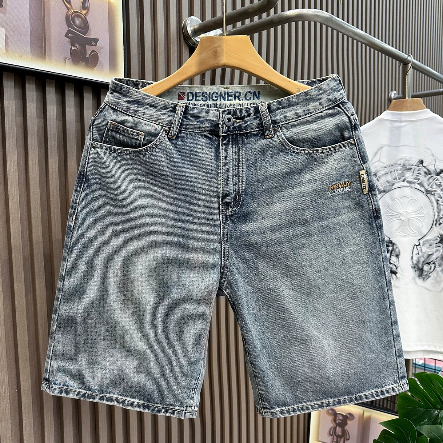 Summer casual denim shorts men's 5-point extra wear 2026 loose oversized versatile 5-point pants with fat blue mid length pants