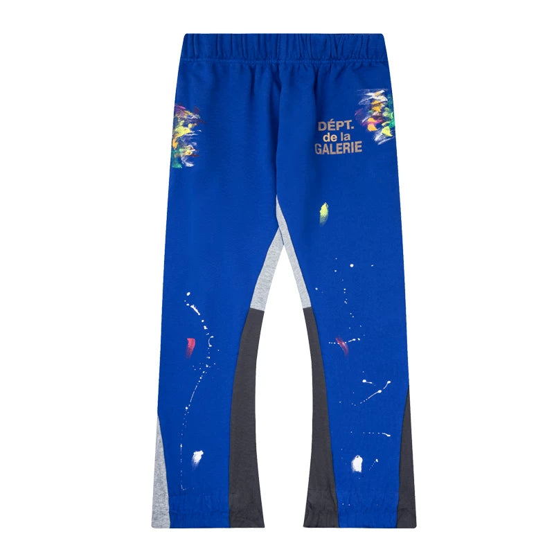 Gallery Dept. "DEPT. de la GALERIE" Paint Splatter Contrast Panel Sweatpants - Royal Blue