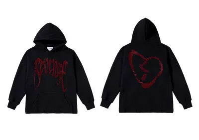 Vlone x Revenge Collaboration Graphic Hoodie - Black/Red