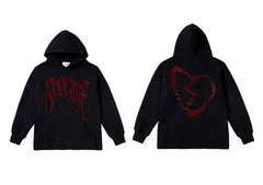 Vlone x Revenge Collaboration Graphic Hoodie - Black/Red