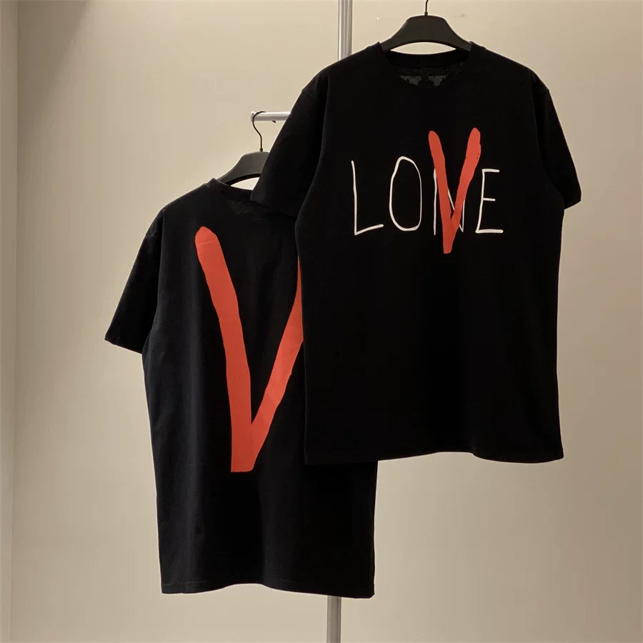 Vlone Hand-Drawn "LONE" Graphic T-Shirt - Black/Red