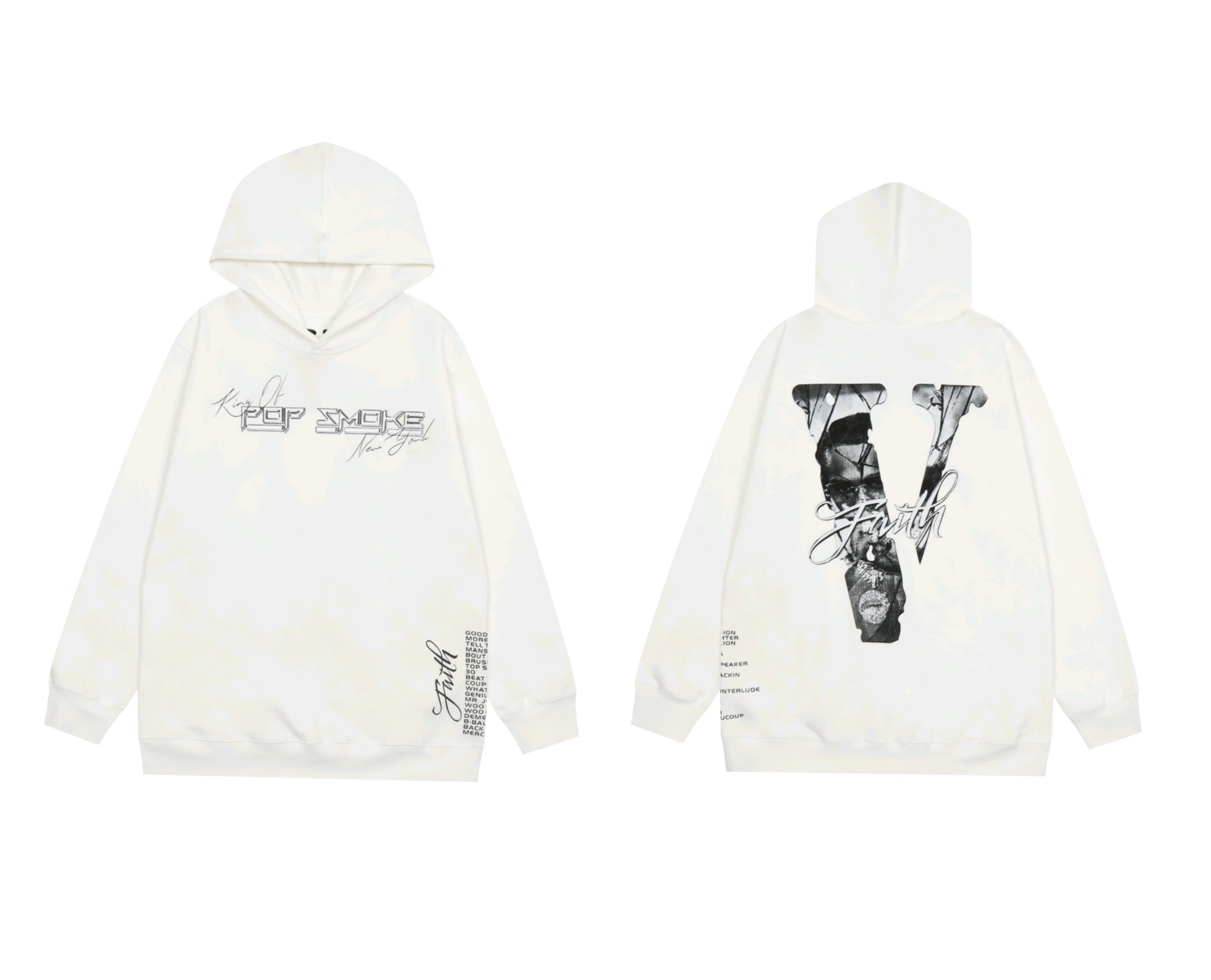 Vlone x Pop Smoke "Faith" Tribute Graphic Hoodie - White