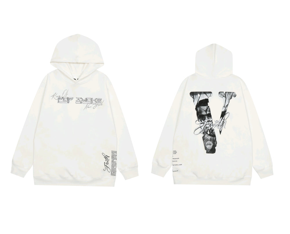 Vlone x Pop Smoke "Faith" Tribute Graphic Hoodie - White