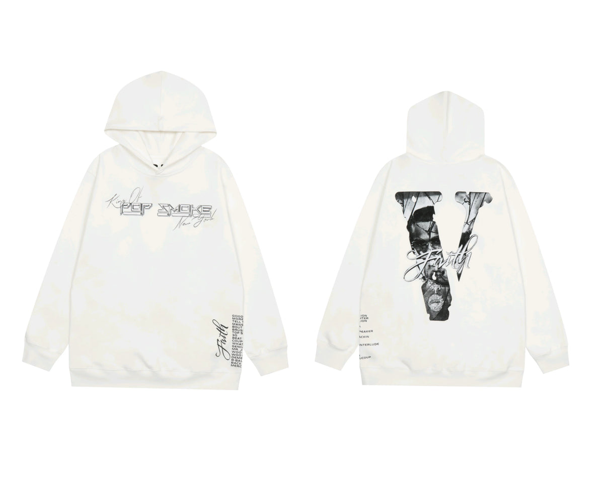Vlone x Pop Smoke "Faith" Tribute Graphic Hoodie - White