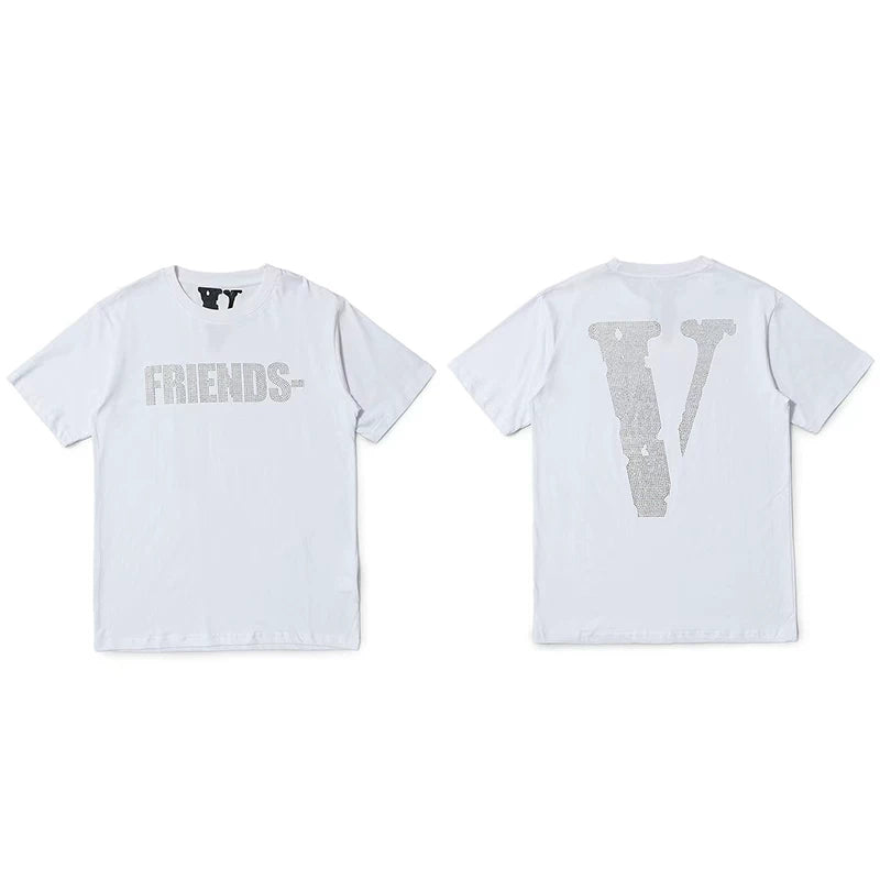Vlone All-Over Text Grid "FRIENDS-" Graphic T-Shirt - White