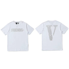 Vlone All-Over Text Grid "FRIENDS-" Graphic T-Shirt - White