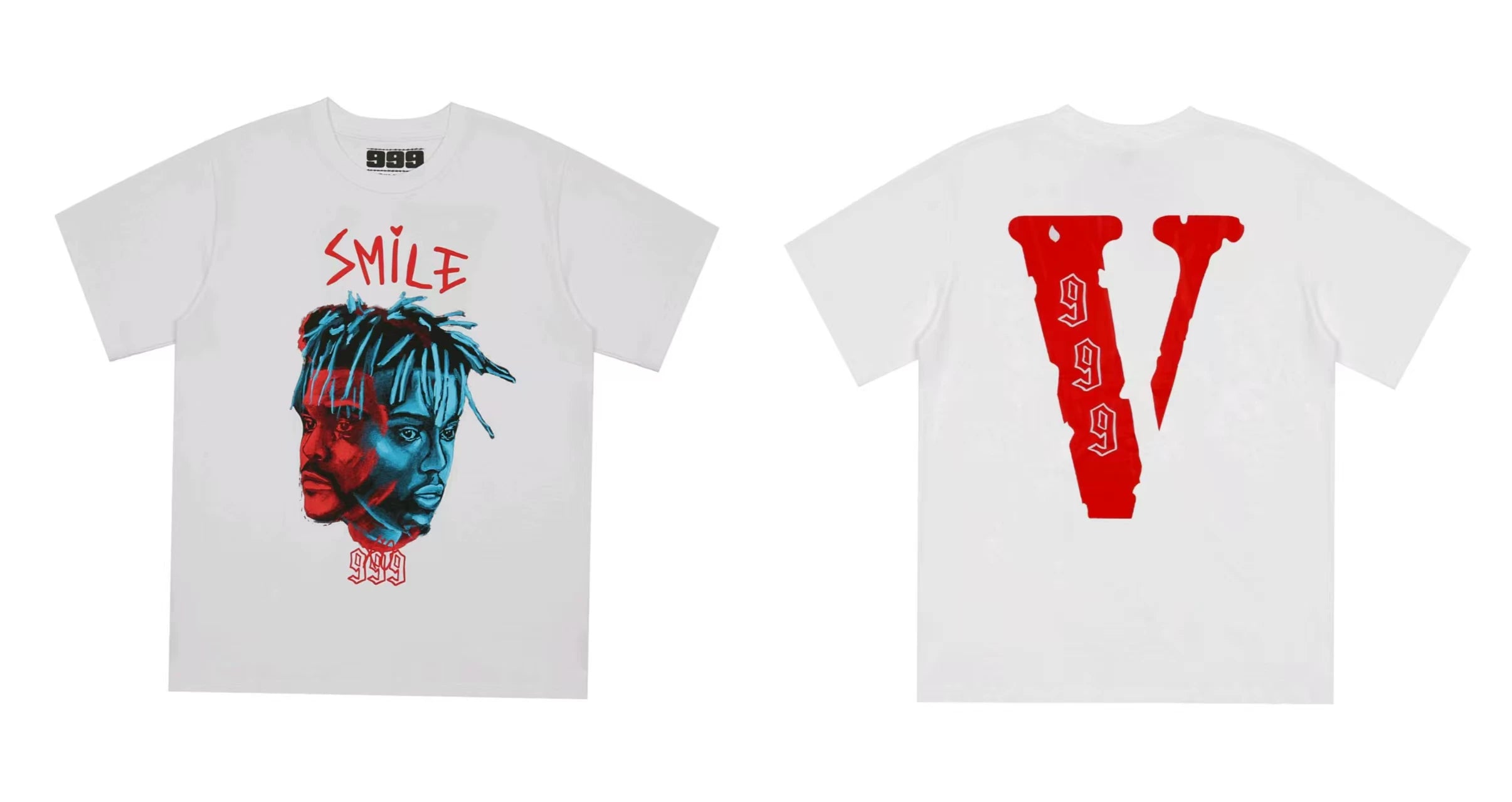 Vlone x Juice WRLD "999" Portrait Graphic T-Shirt - White/Red