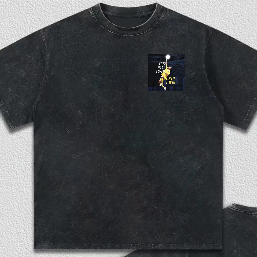 40 year old door god Volzinia commemorative T-shirt Cape Verde explosive Spanish name scene made old washed short sleeved man