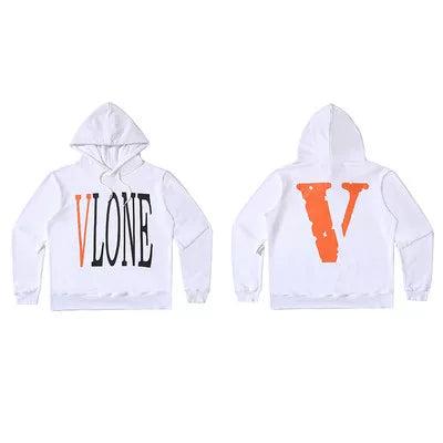 Vlone Classic Logo Graphic Hoodie - White/Orange